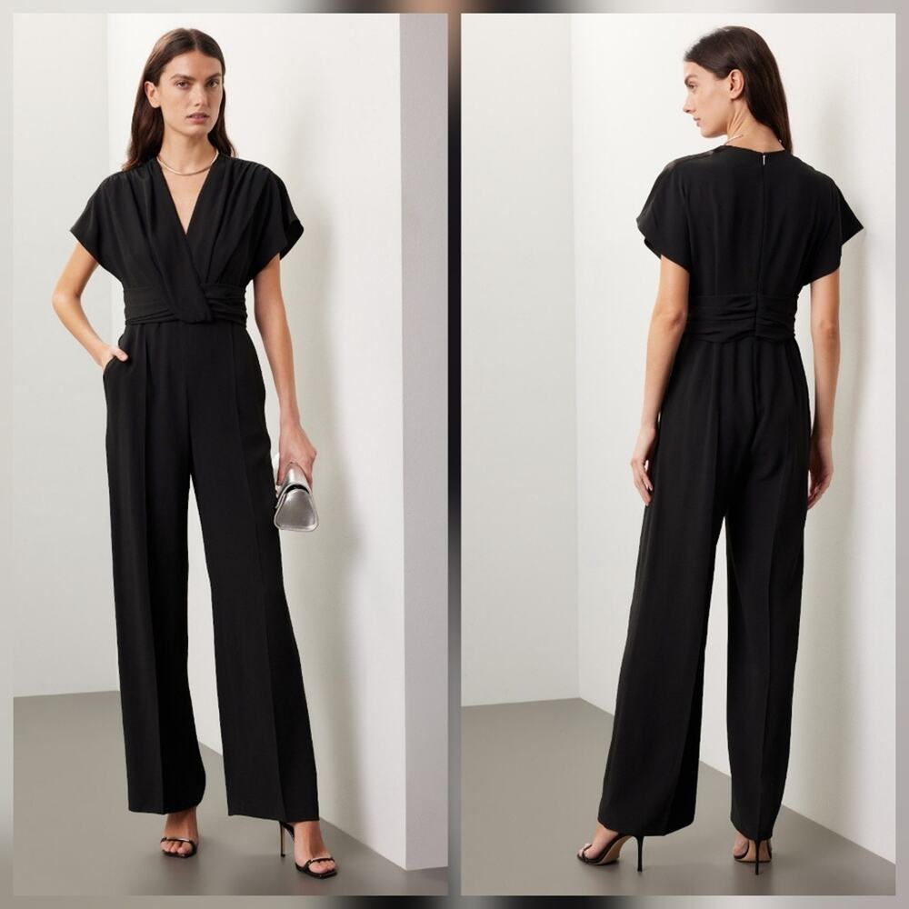 BOSS Debasa Jumpsuit Short sleeves V-neck Back zipper closure